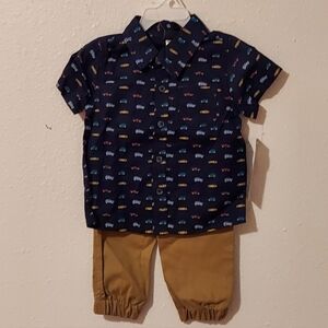 Charming Kids Navy and Tan Outfit Set